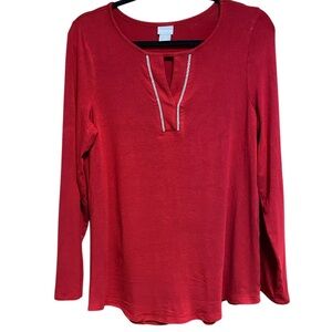 Chico's Vibrant Red Long Sleeve Top CHICOS SIZE 0(S)